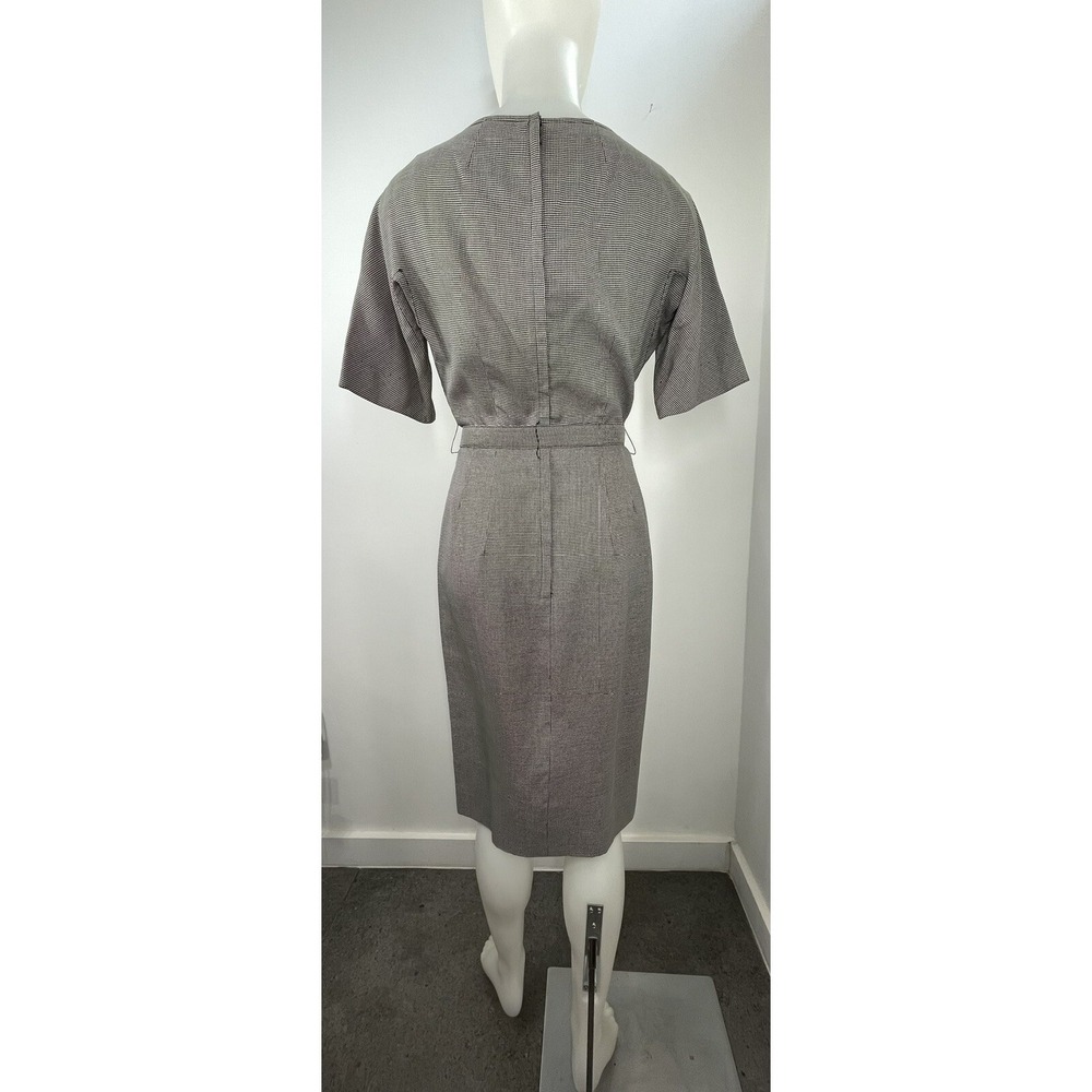 VTG 60s Houndstooth Sheath Dress Mad Men Herman Marcus Waist 26 (READ - Picture 2 of 15